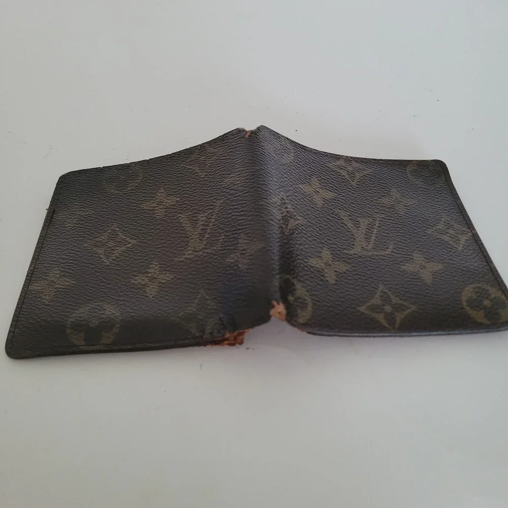 Louis Vuitton Monogram Canvas Bifold Wallet Brown CA0091 Mens Made in Spain